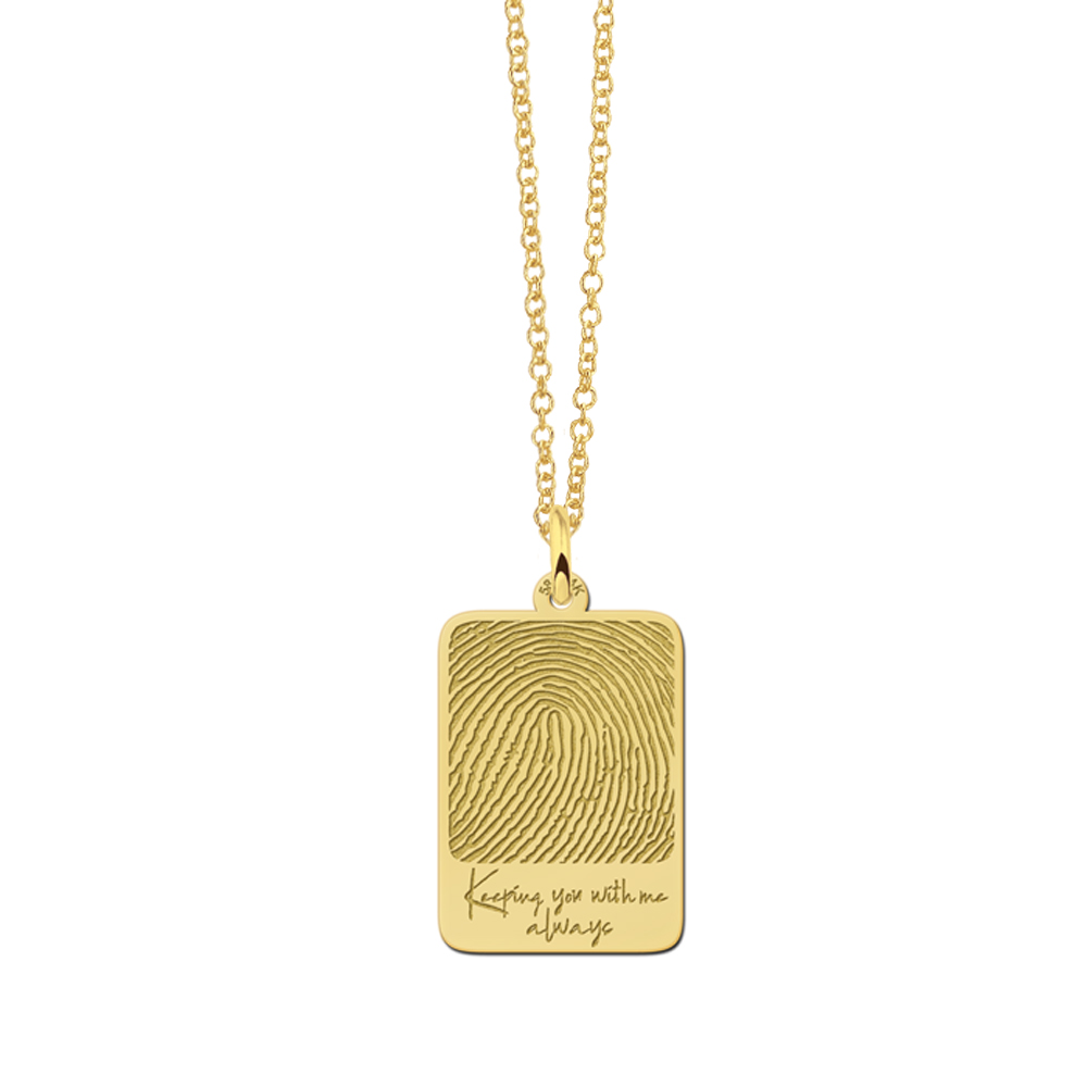 Goldener Dogtag Anhänger mit Fingerabdruck und eigener Handschrift