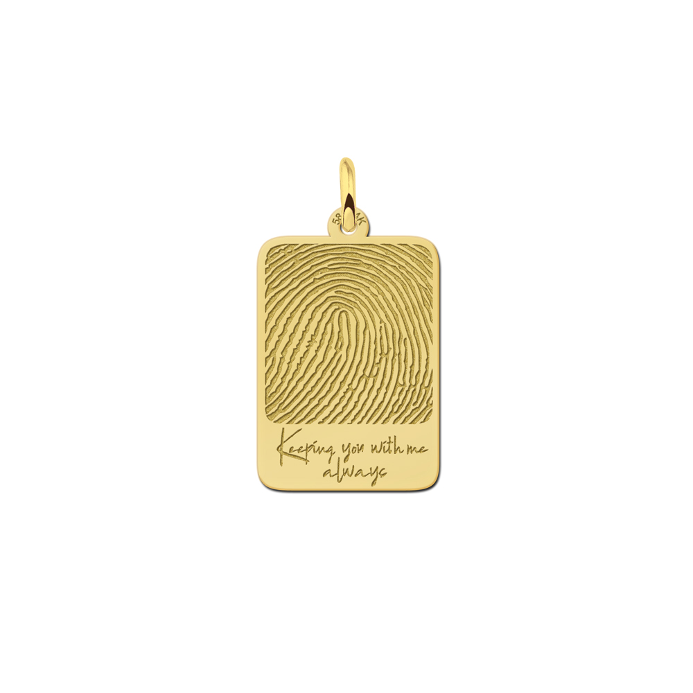 Goldener Dogtag Anhänger mit Fingerabdruck und eigener Handschrift