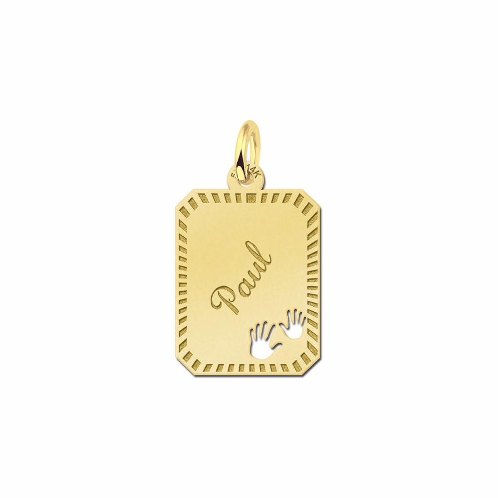 Gold Anhänger mit Händchen - Rand gravieren Gold Anhänger mit Händchen - Rand gravieren