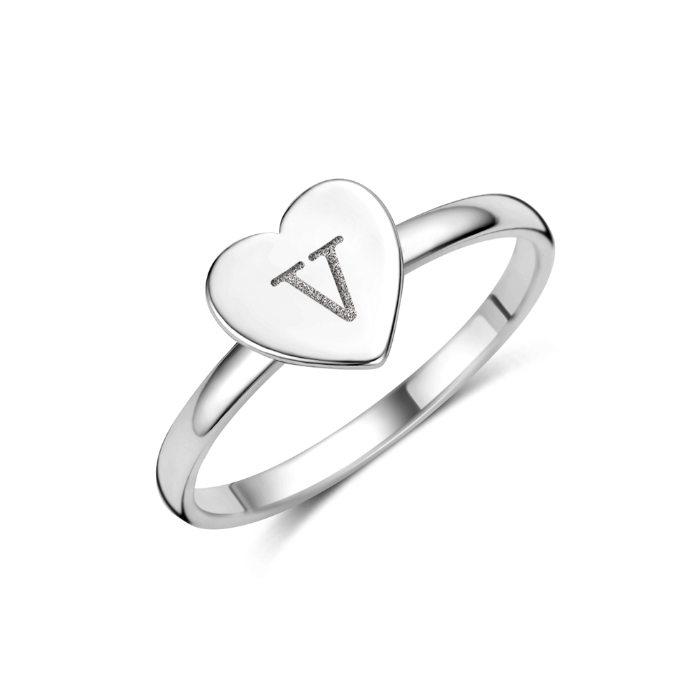Silberring mit Herz und Initialen