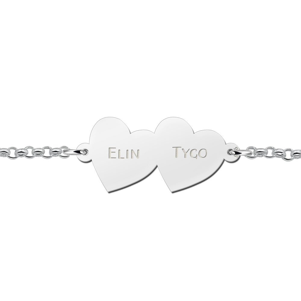 Armband aus Silber mit zwei Herzen