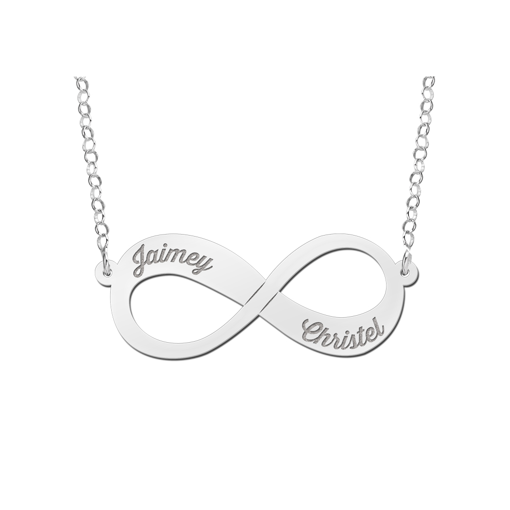 Infinity Unendlich Namenskette 925 sterling silber Personalisiert mit Ihrem eigenen 2 Namen Kostenlose Lieferung!!