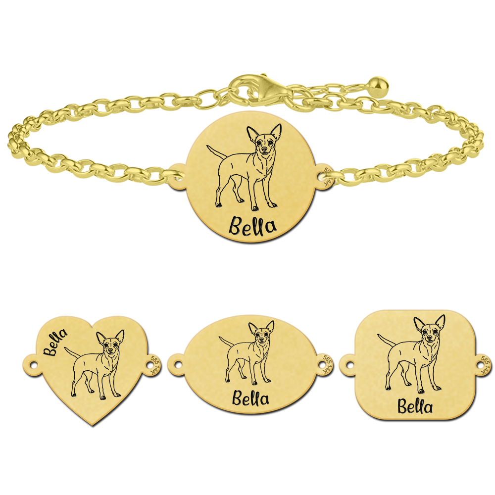 Goldenes personalisiertes Armband Chihuahua