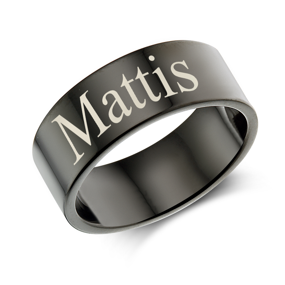 Ring mit Namen Edelstahl schwarz 8mm