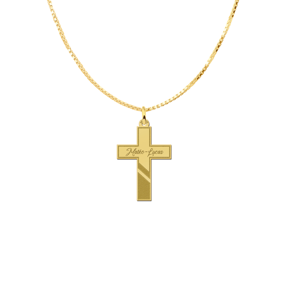 Goldenes Kommunion-Kreuz mit Namensgravur