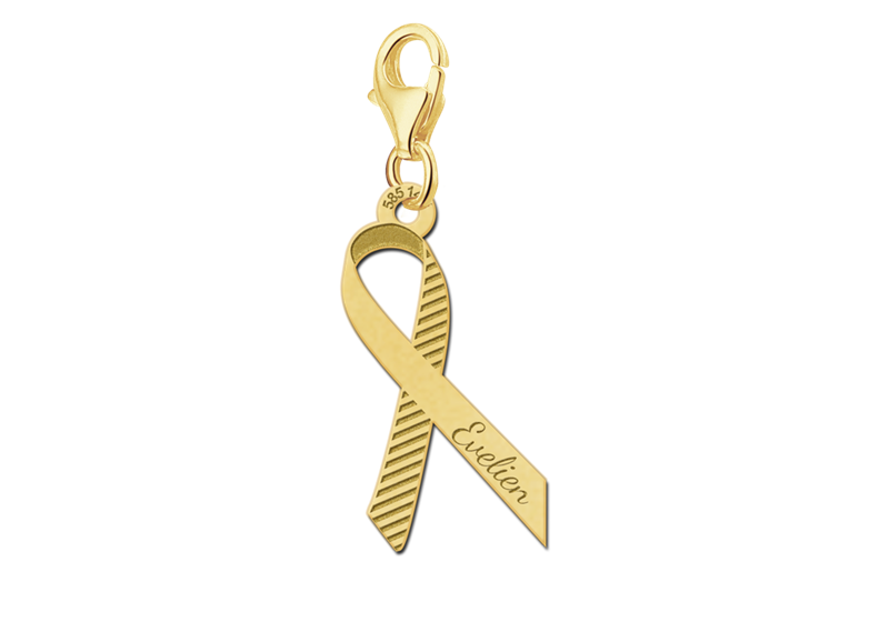 Goldener Pink Ribbon Anhänger mit Streifen