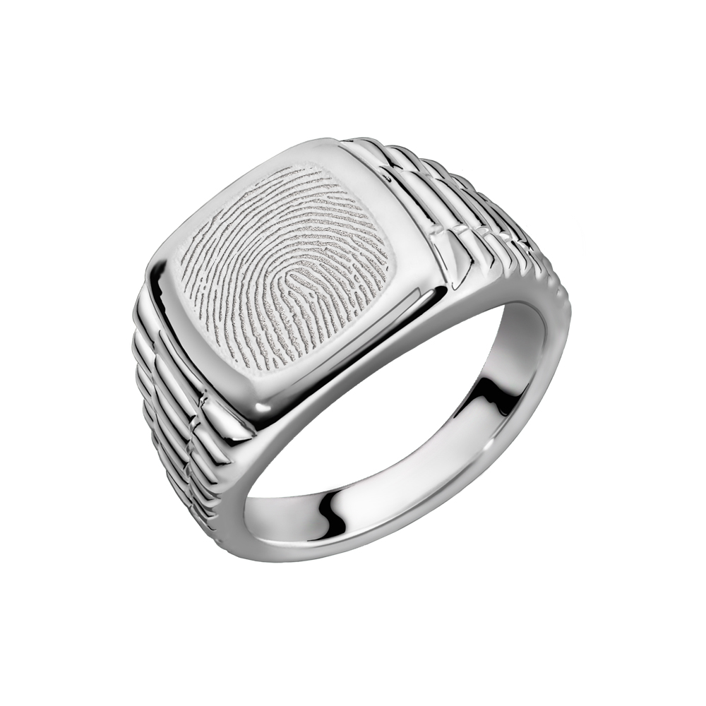 Rolex-Stil Siegelring Silber mit Fingerabdruck 