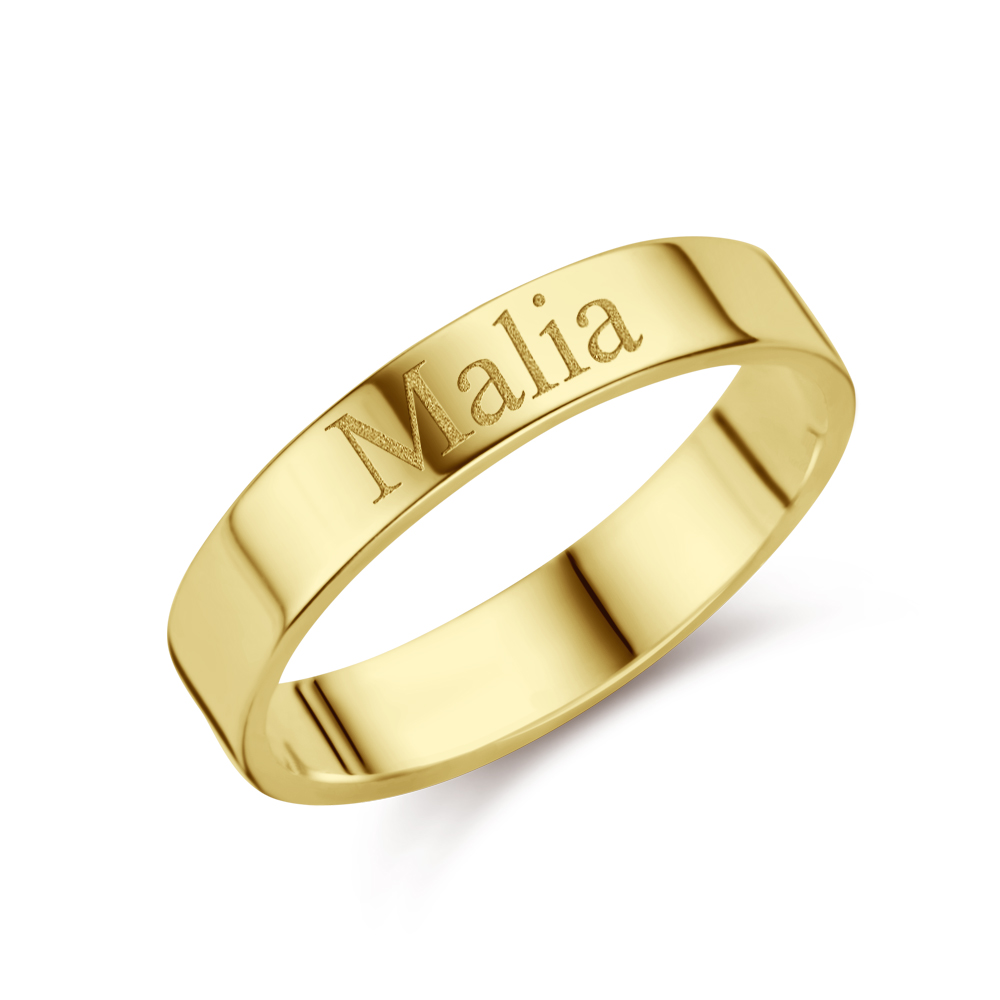 Goldener Ring mit  Name - 4 mm flach