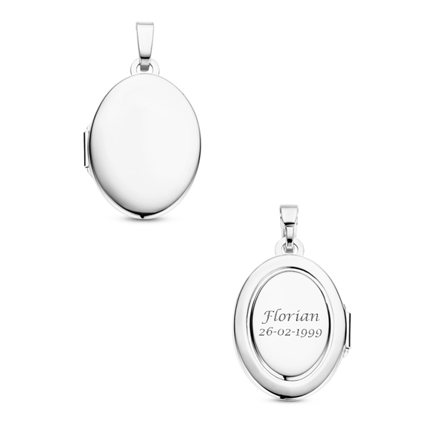 Silbernes ovales Medaillon mit Gravur - klein