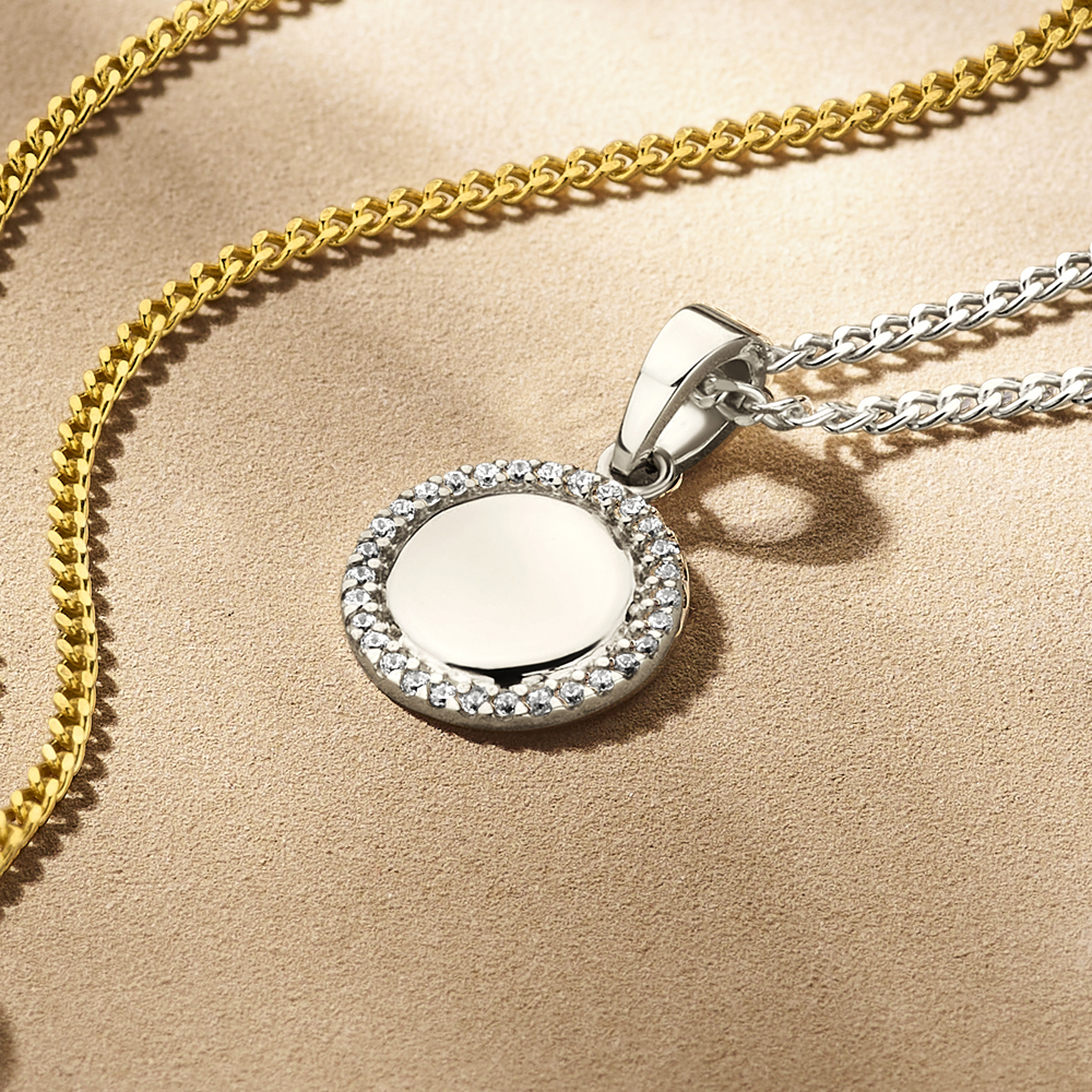 Silberner Anhänger mit Zirkonia Strass Steinen