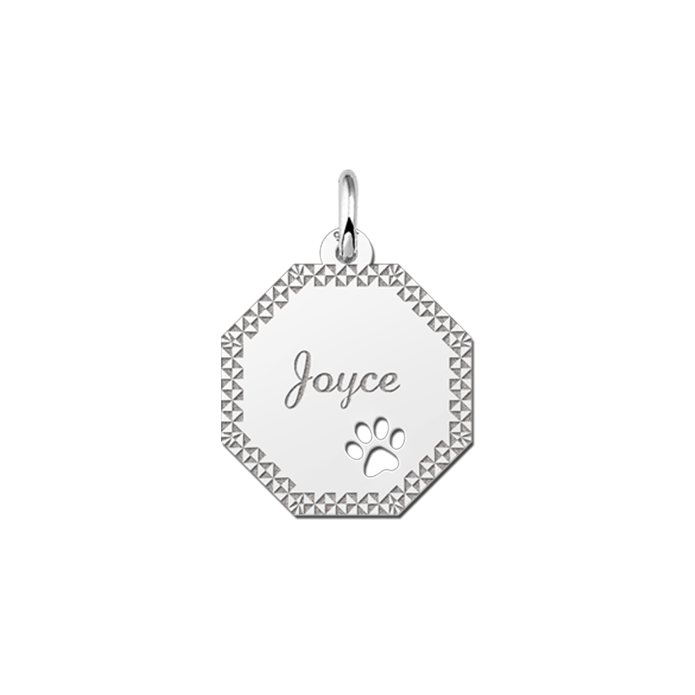 Achteckiger Silberanhänger Zierrand & Pfote