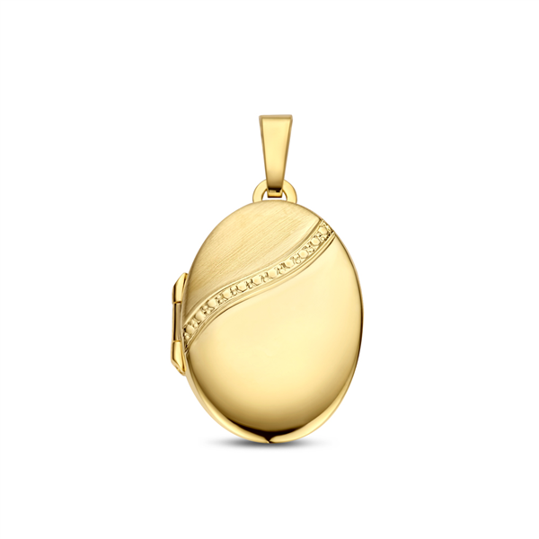 Goldenes ovales Medaillon mit einer glänzenden Linie