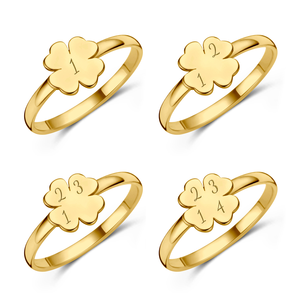 Goldener Ring mit Kleeblatt und Initialen