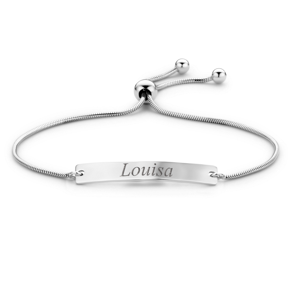 Silbernes Plättchen Armband mit Namen