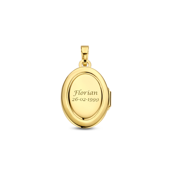 Goldenes ovales Medaillon mit Gravur - klein