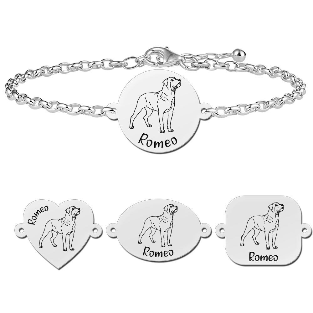 Personalisiertes Rottweiler Armband Silber