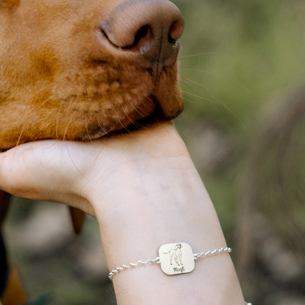 Silberne Armband mit Hund Golden Retriever