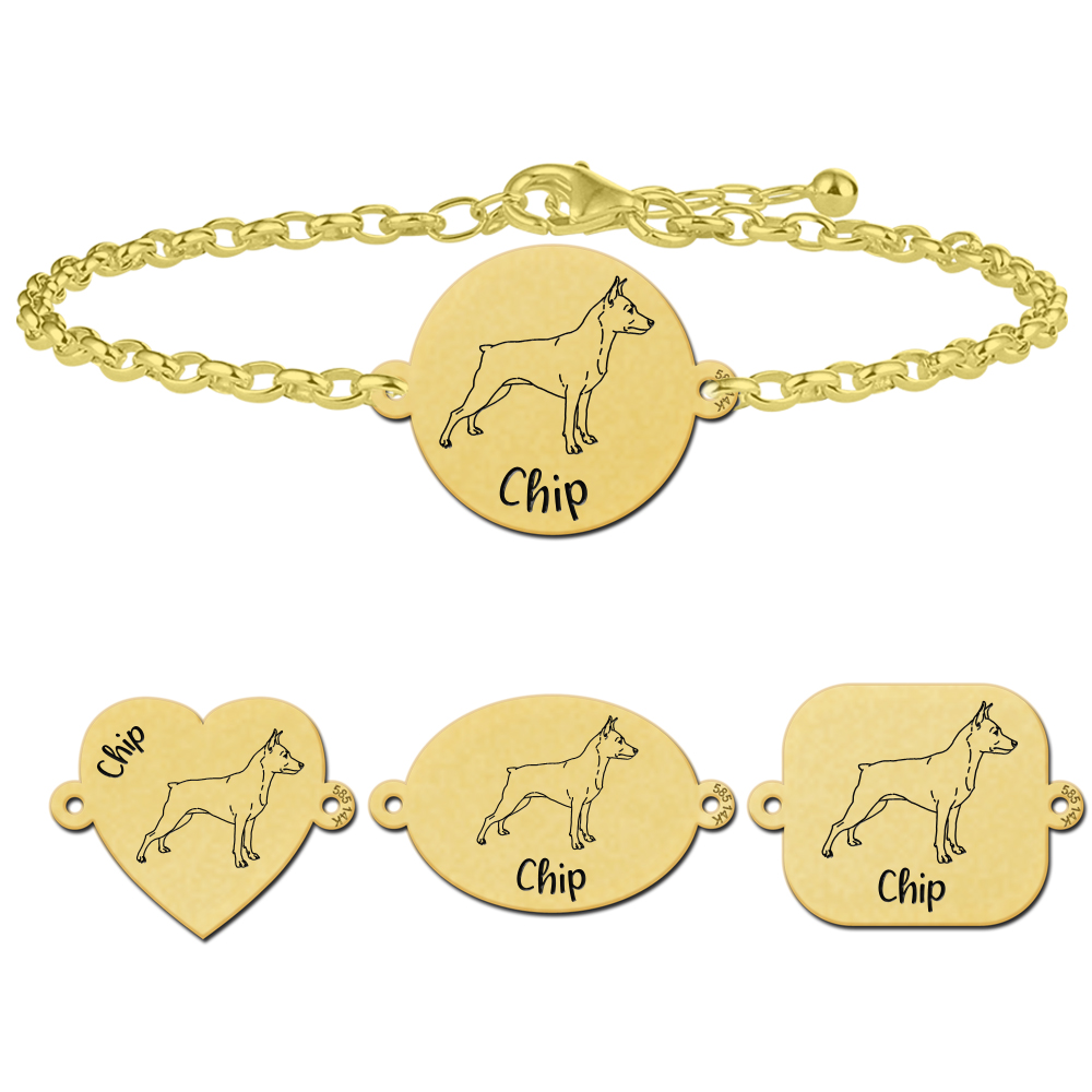 Goldenes Tier Armband Hund Zwergpinscher