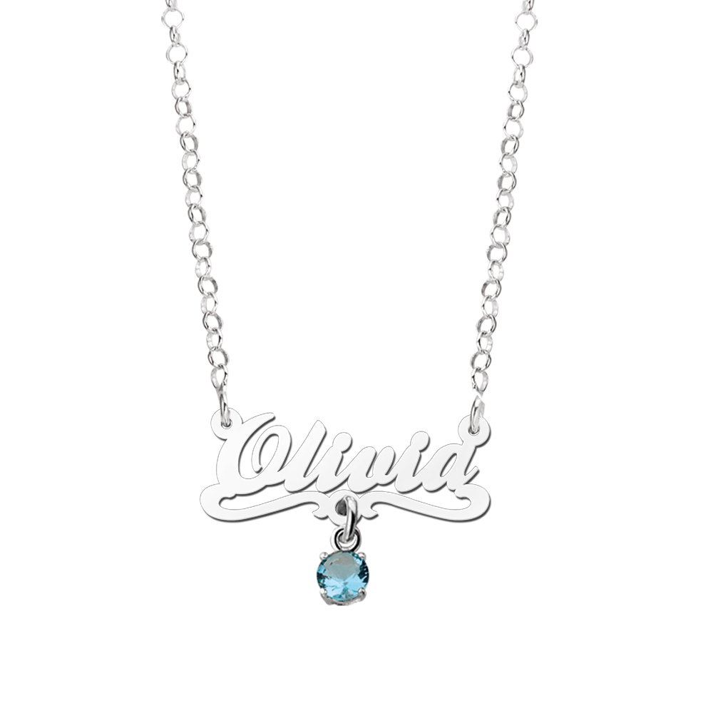 Silberne Kinder-Namenskette „Olivia“ Blau Silberne Kinder-Namenskette „Olivia“ Blau