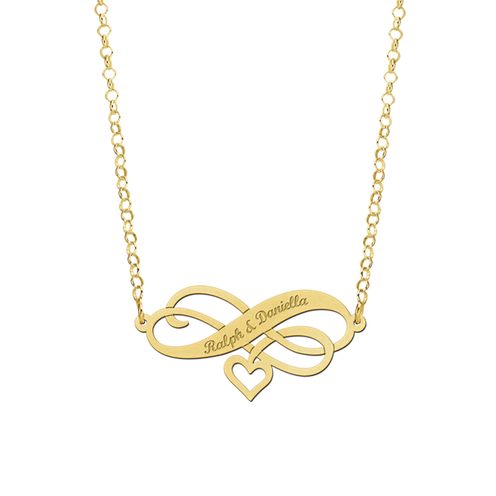 Goldene Infinity Kette mit Herz und Gravur