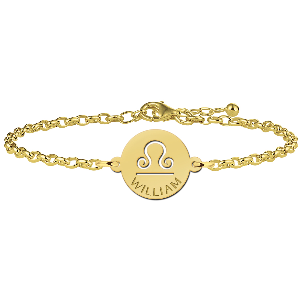 Vergoldetes Sternzeichen Armband Waage mit Namen