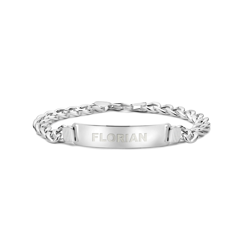 Leichte Herrenarmband Silber Gravur Gourmet