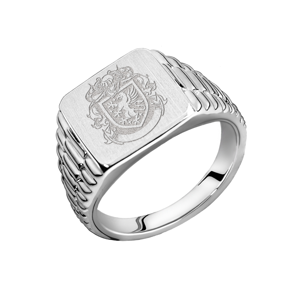 Quadratischer Siegelring mit Wappen im Rolex-Look