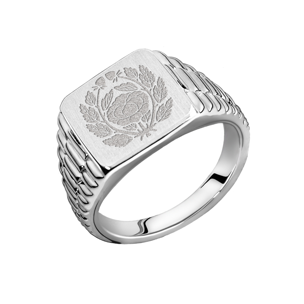 Quadratischer Siegelring mit Wappen im Rolex-Look