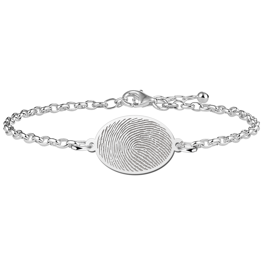 Silberarmband mit ovalem Fingerabdruck-Anhänger