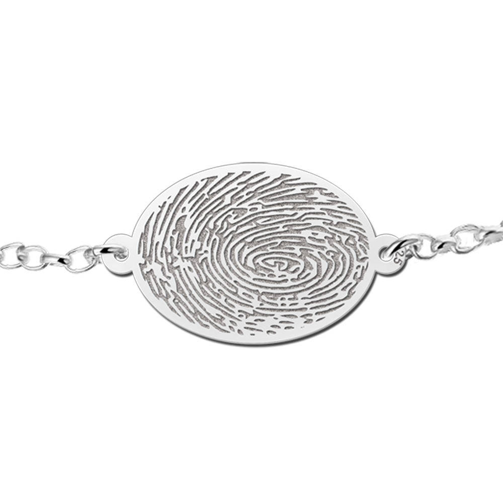 Silbernes Armband mit Fingerabdruck oval
