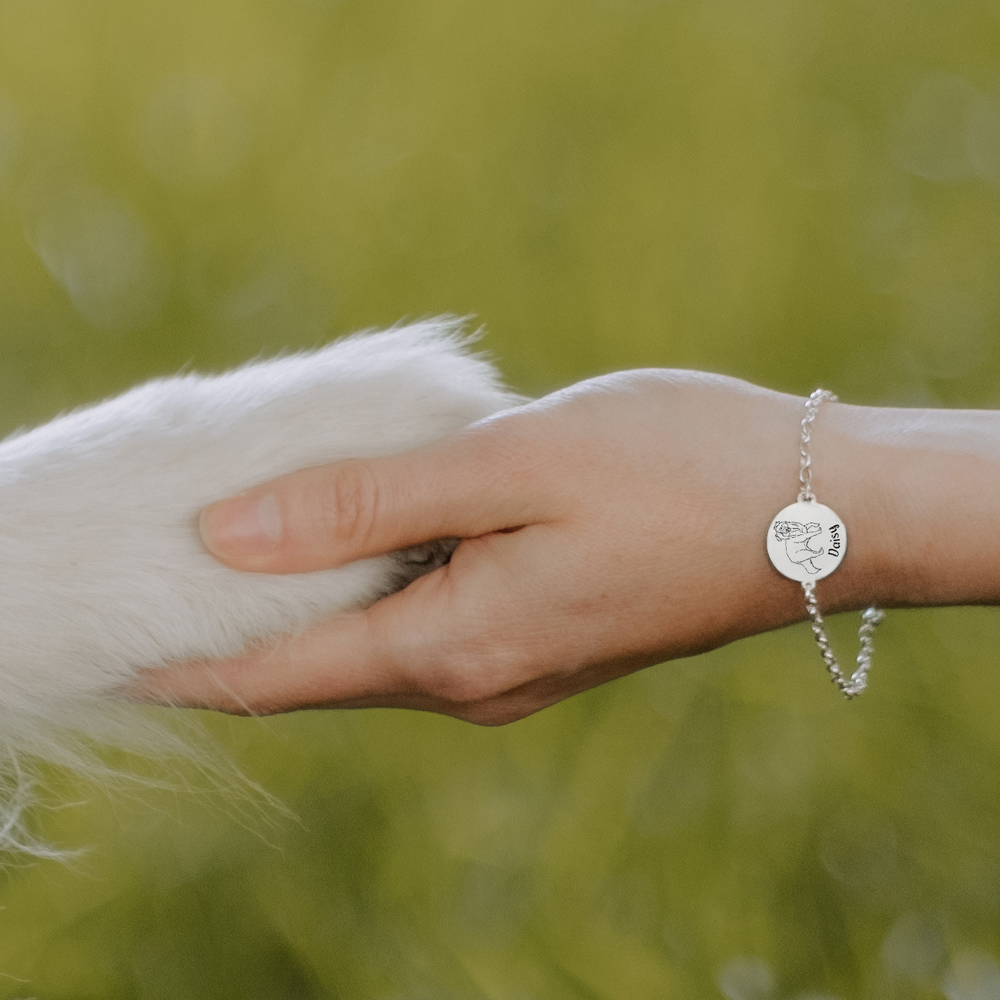 Silbernes Armband mit Hund Labradoodle