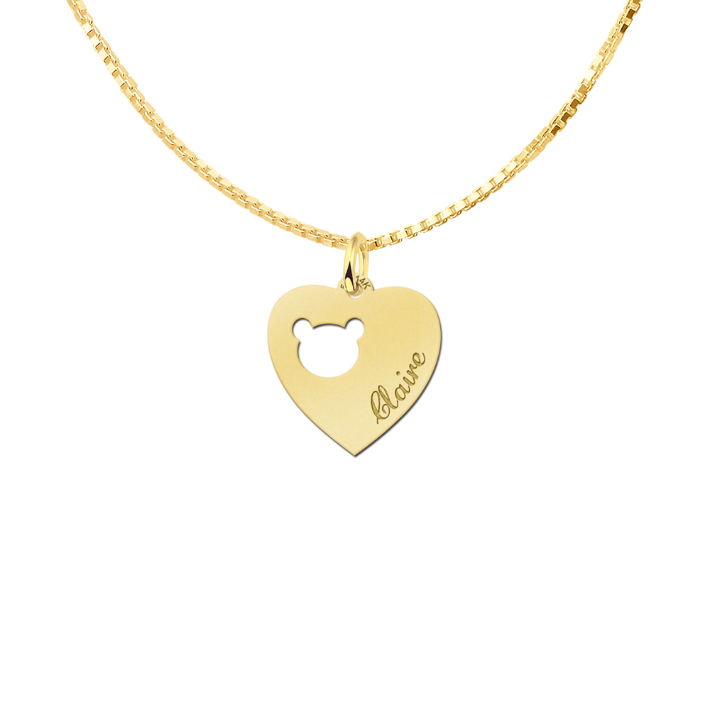 Goldener Herzanhänger mit Bärchen