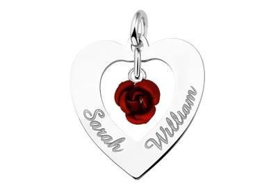 Silber Namensanhänger Herz 2 Namen Rose Silber Namensanhänger Herz 2 Namen Rose