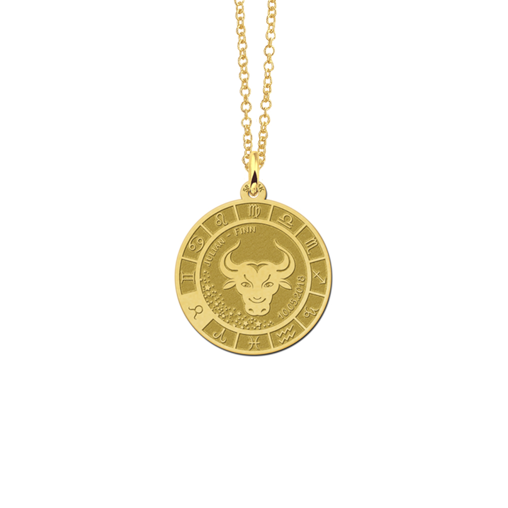 Goldener runder Sternzeichen Anhänger Stier
