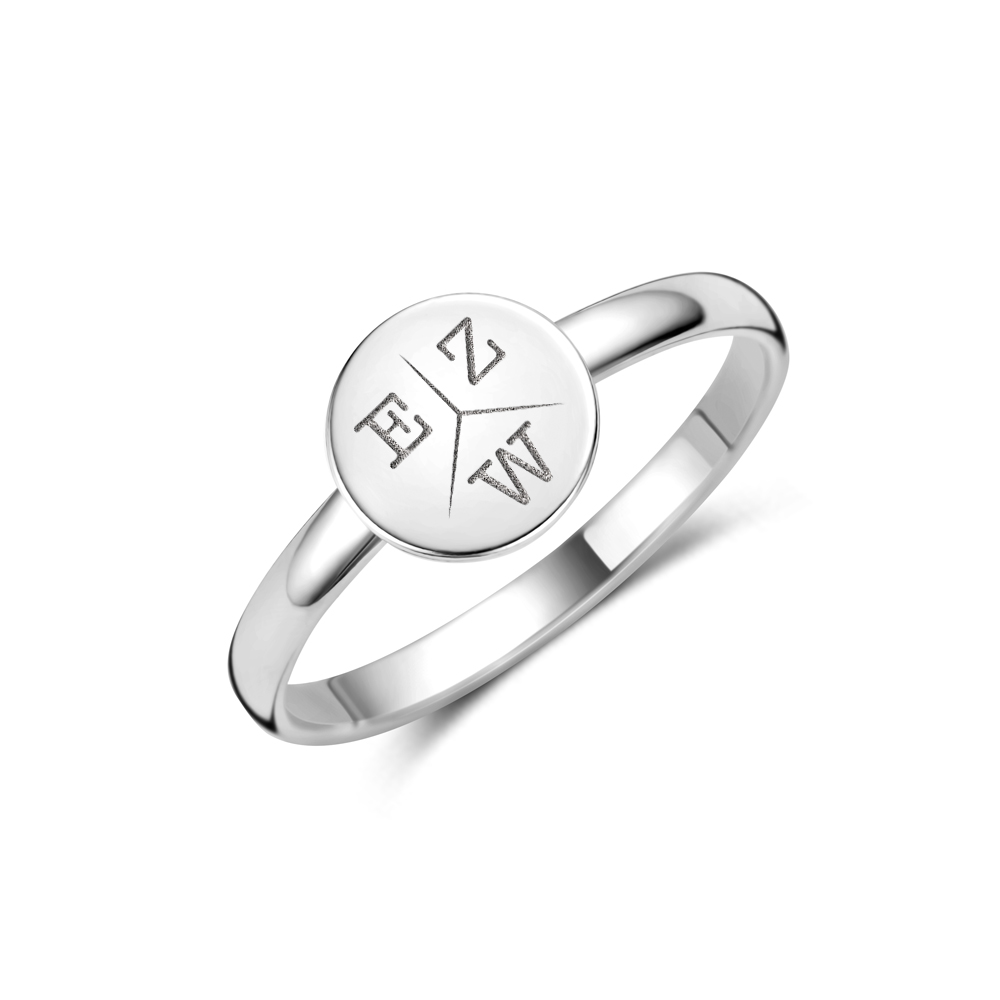 Silberner runder siegelring mit initialen