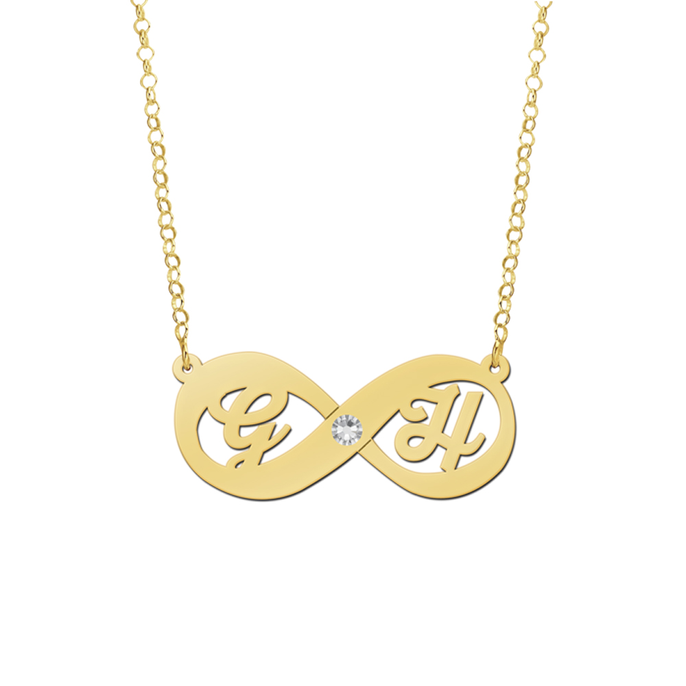 Goldene Infinity Kette mit Initial und Zirkonia