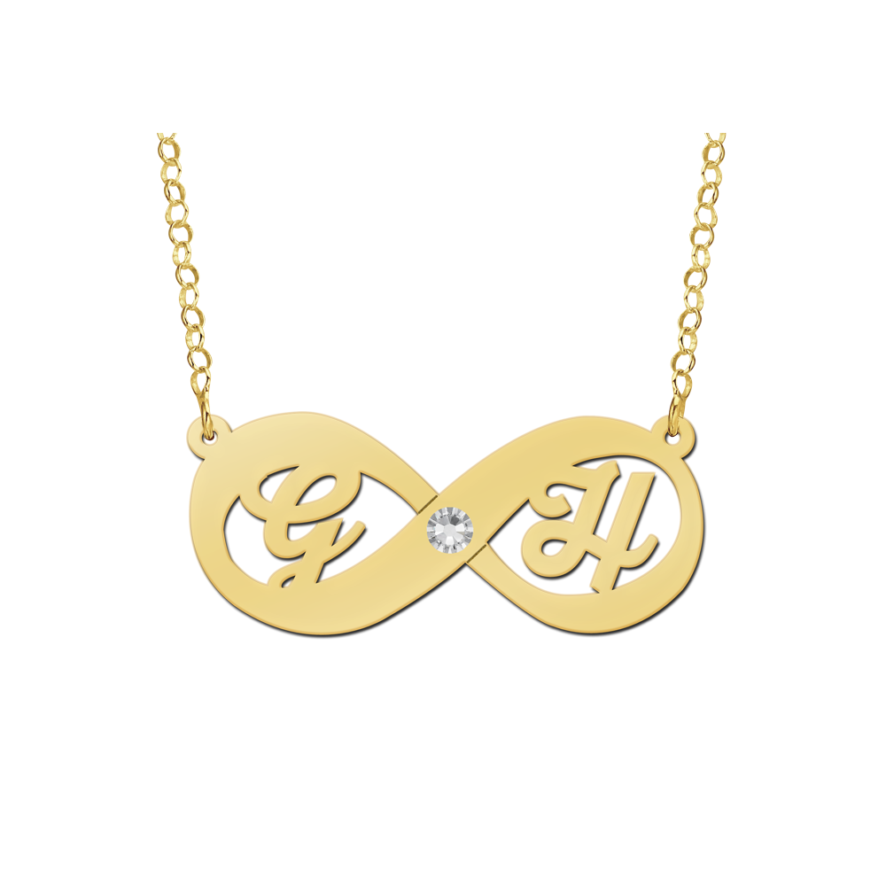 Goldene Infinity-Kette mit Zirkonia und Initialen