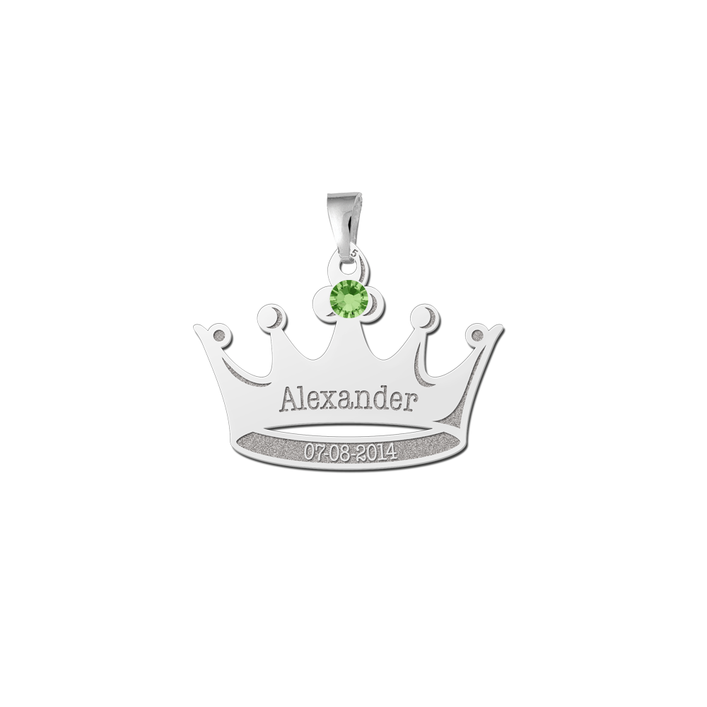 Silberne Krone mit Geburtsstein