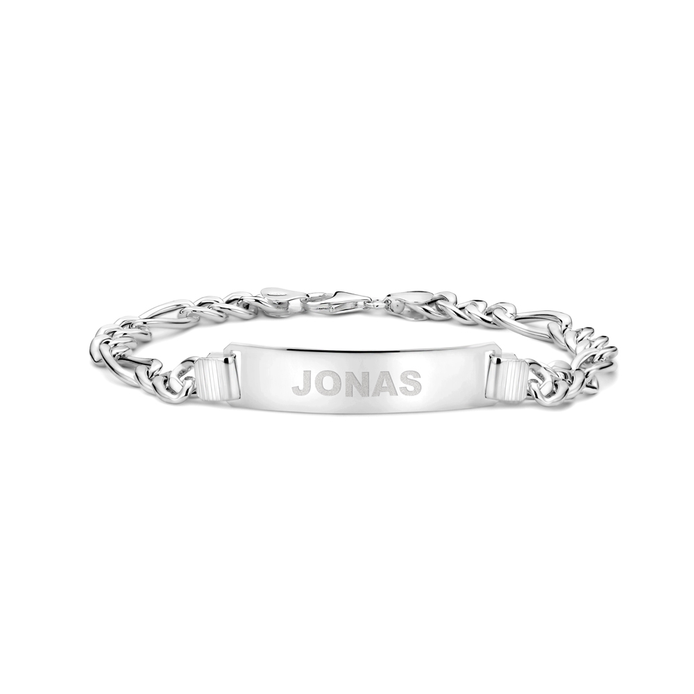 Leichte Herrenarmband Silber Gravur Figaro