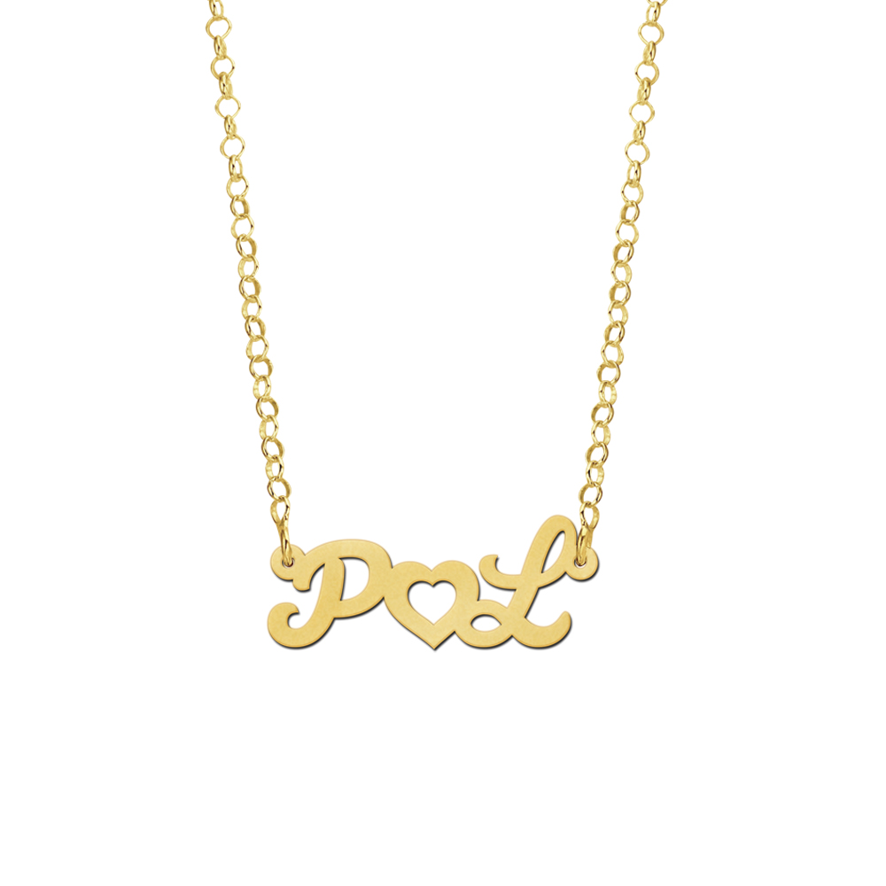 Goldene Namenskette Buchstaben mit Herz Goldene Namenskette Buchstaben mit Herz
