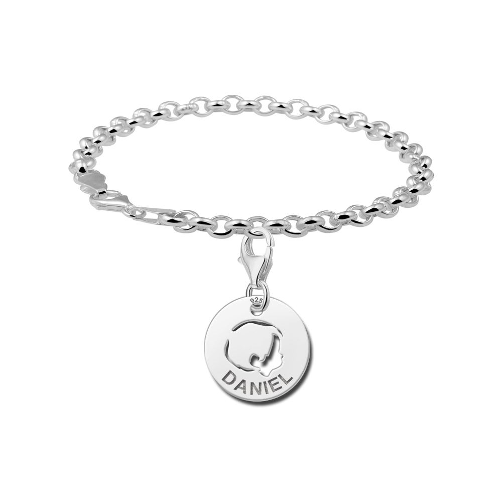 Silber Namensanhänger mit Babykopf Junge