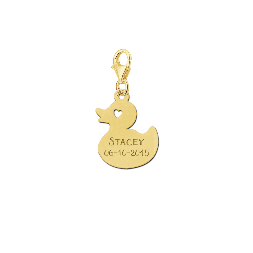 Goldener Enten Charm mit Namen und Datum