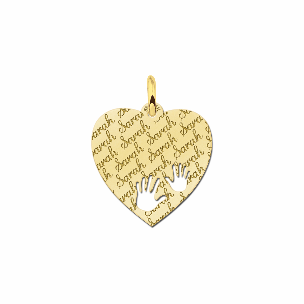 Gold Herz für Kette mit Baby Händen - Repeat - 19x19mm