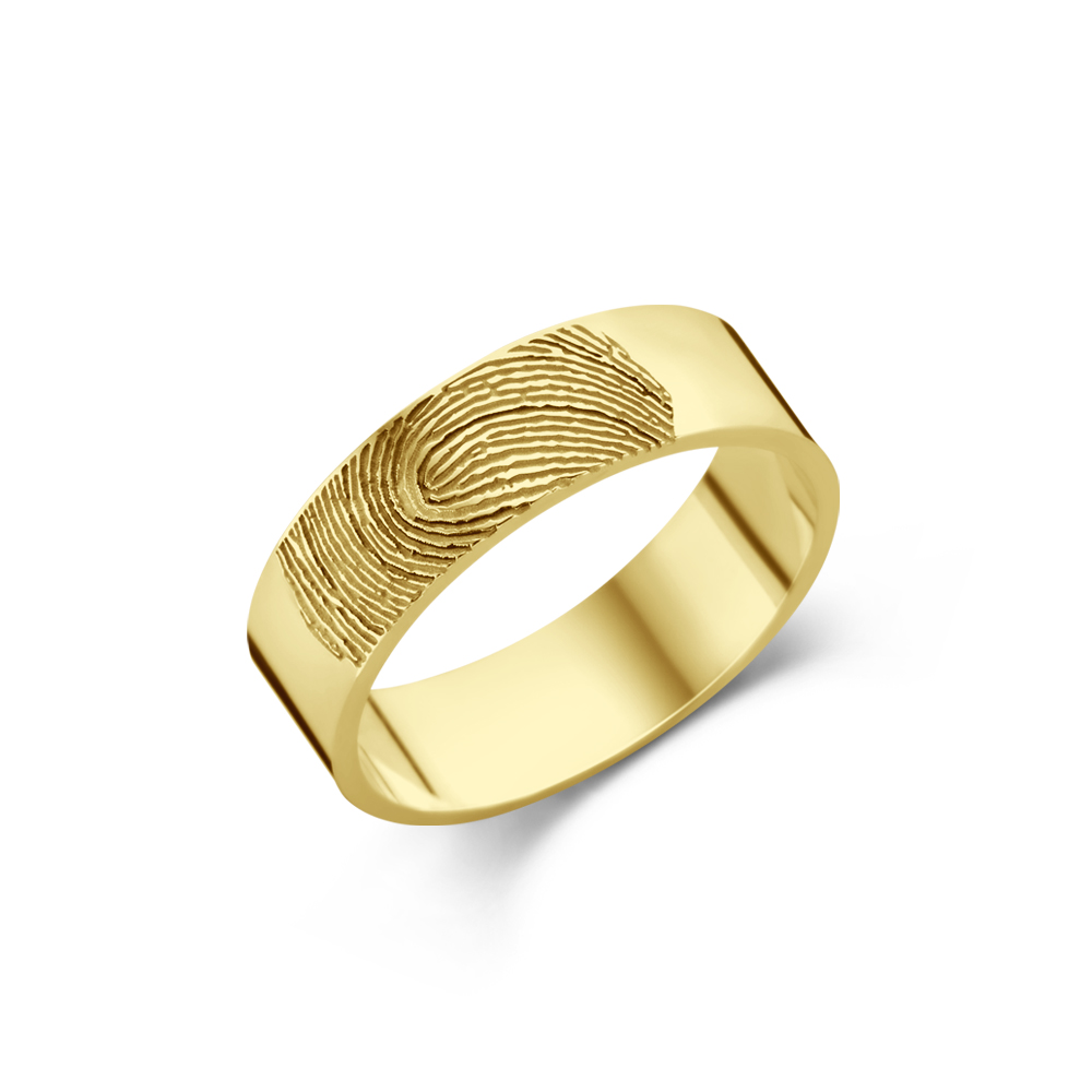 Ring mit Fingerabdruck Gold - 6 mm flach