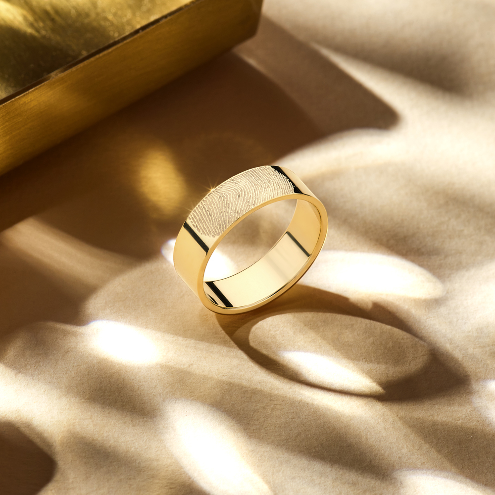 Ring mit Fingerabdruck Gold - 6 mm flach