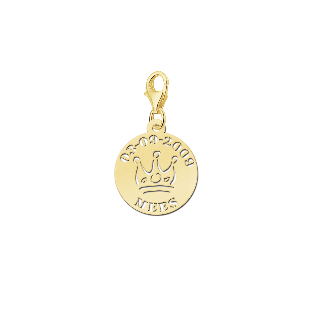 Gold Baby Charm Krone mit Namen und Datum Gold Baby Charm Krone mit Namen und Datum