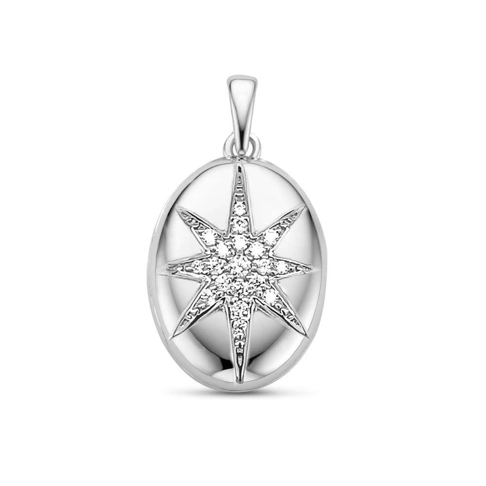 Silbernes ovales Medaillon mit einem Stern