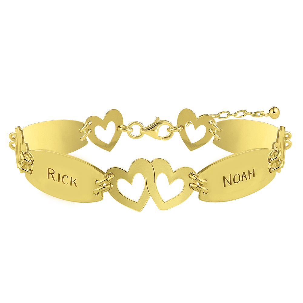 Armband mit Namen und Herzen aus 14 karat gold