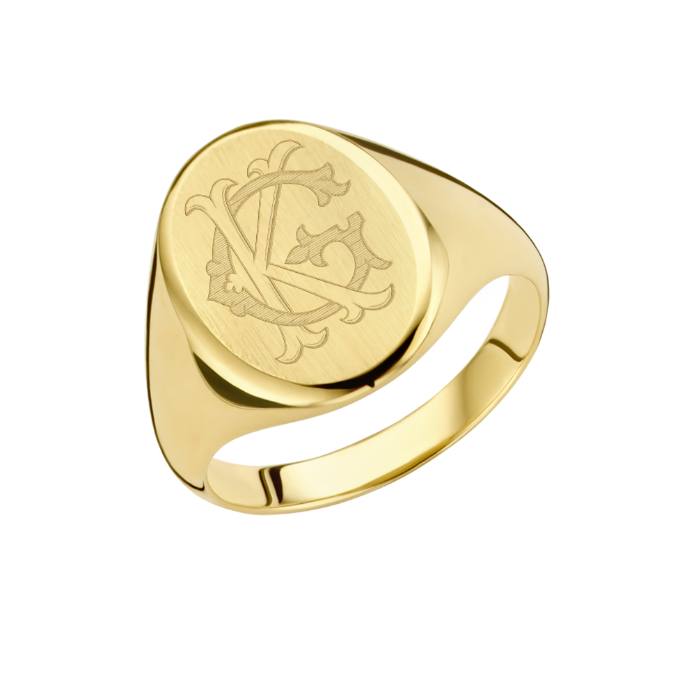 Goldener Siegelring mit graviertem Monogramm Herren