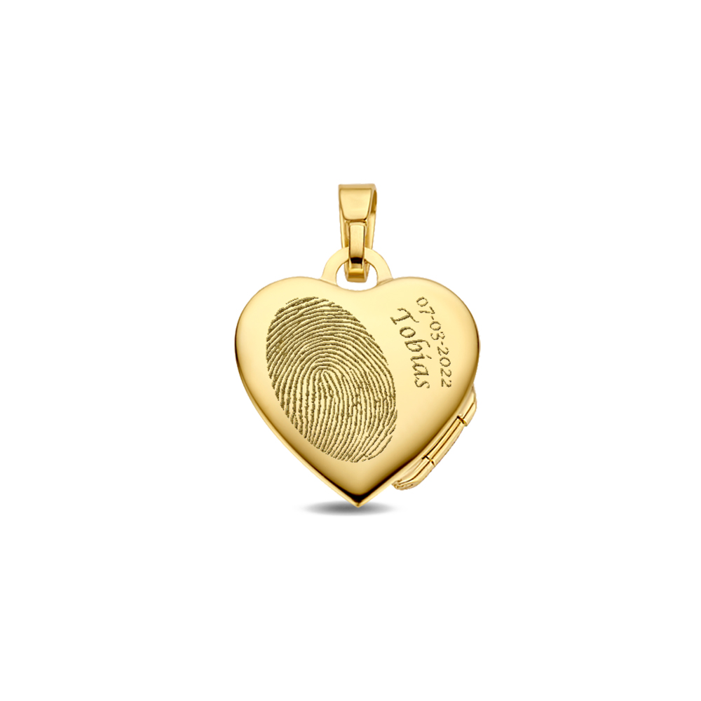 Goldenes Herz Medaillon mit Gravur - klein